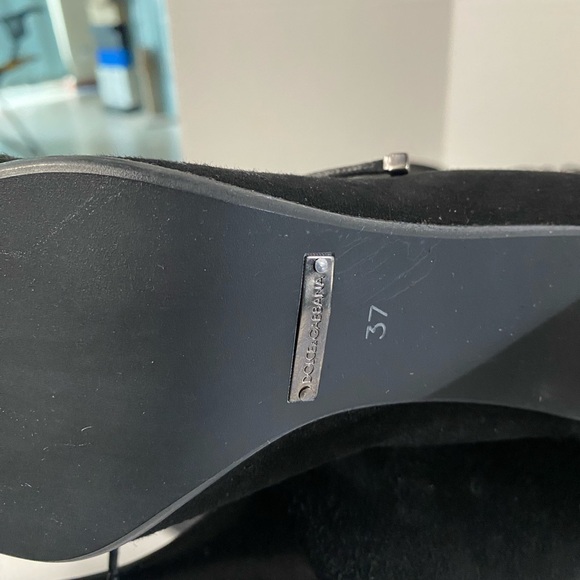 Dolce & Gabbana black suede knee high boot with multiple lacing details - Picture 9 of 9